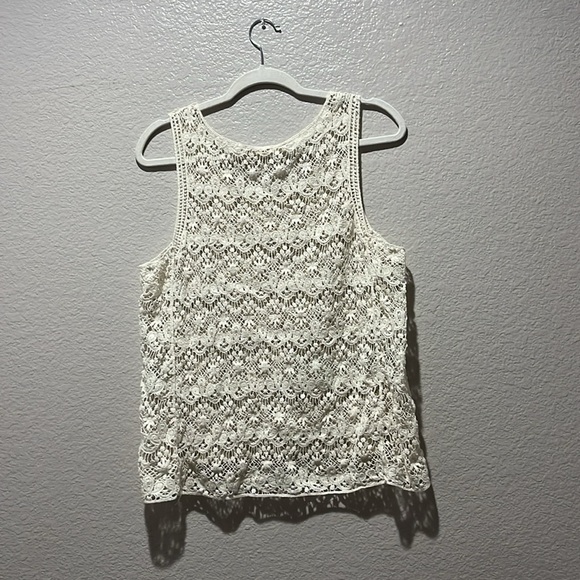 Fun 2 Fun Women's Cream Lace Top Sleeveless Size S/M Boho Cottage core - Picture 8 of 9